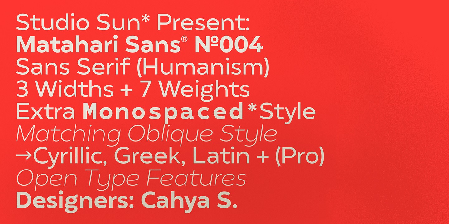 Example font Matahari Sans Extended #14